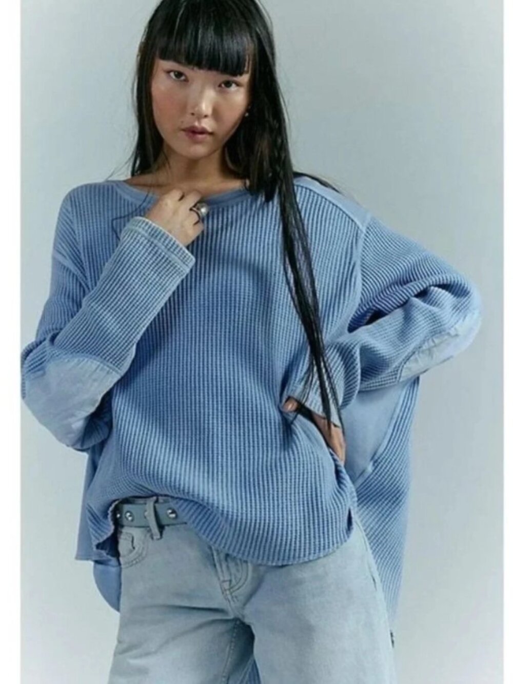 Free People FP One Blake Thermal Oversized Scoop Neck Long Sleeve Tunic Top S